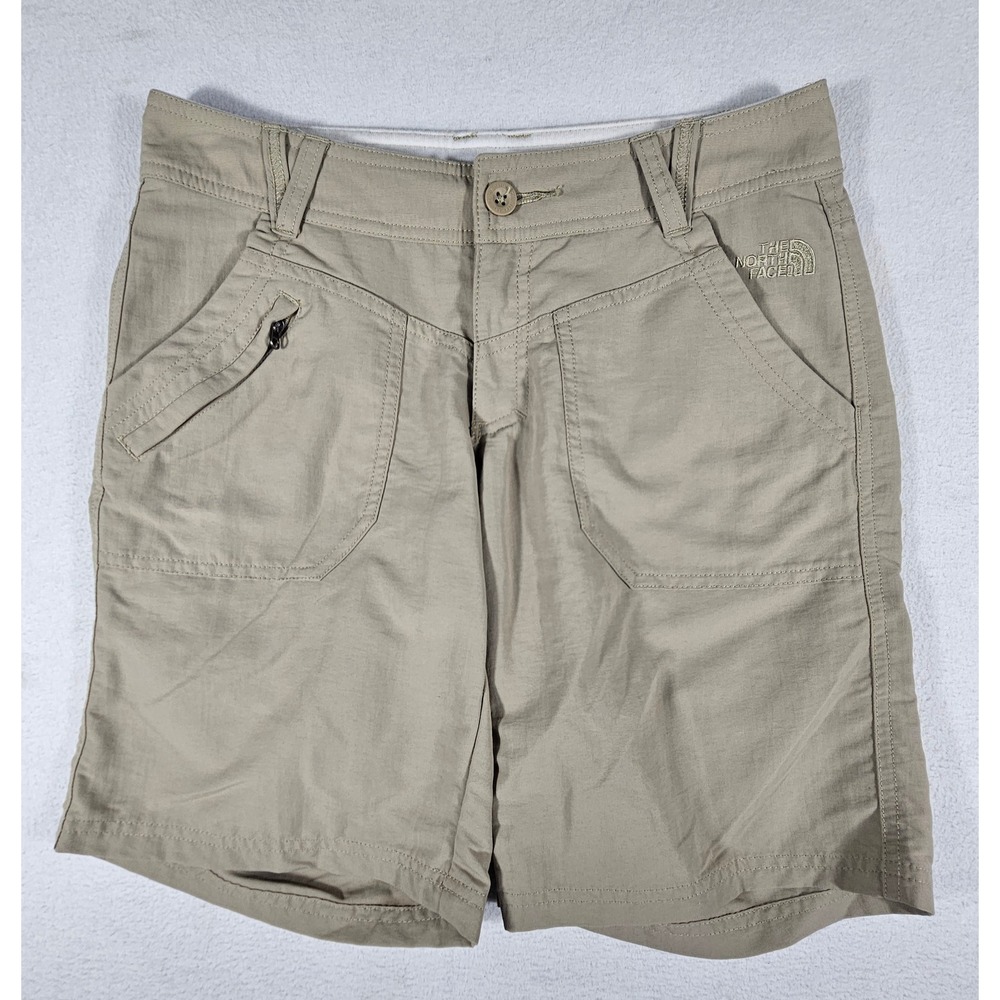 The North Face Womens Khaki Tan Hiking Shorts Size 2 Outdoor Trekking Cargo
